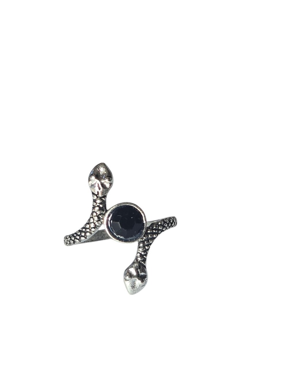 SNAKE LOVERS BEZEL SET BLACK ONYX STONE  SNAKE HEAD NEW SIZE 7 RING